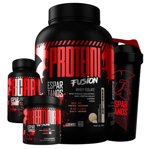 Kit Whey Protein Fusion Isolado+ Bcaa + Creatina Monohidratada 100% Pura+ Shaker