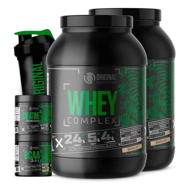 Kit 2x Whey Charged Original + Bcaa + Creatina + Shaker