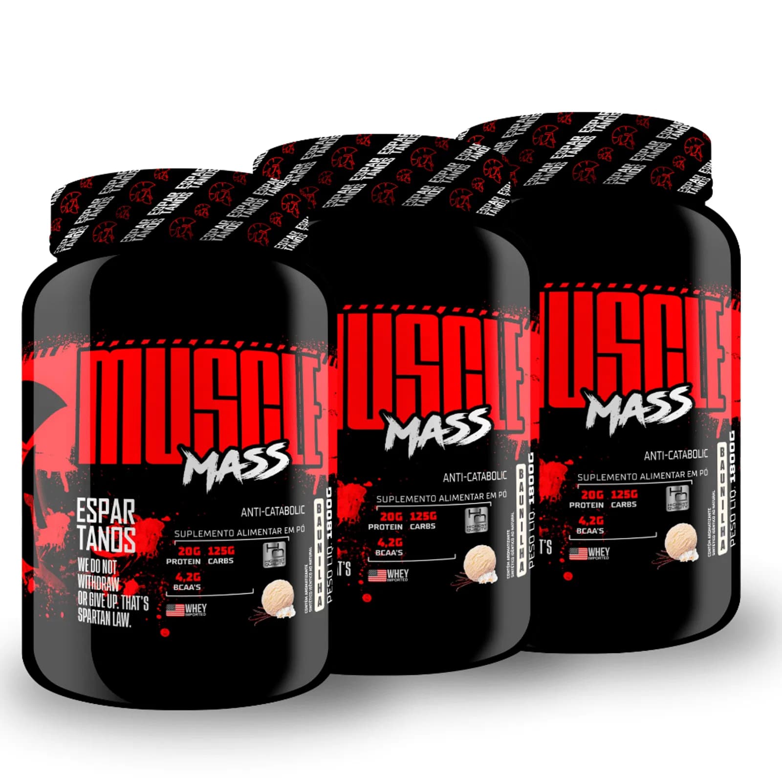Combo 3x Muscle Mass Hipercalórico - Espartanos