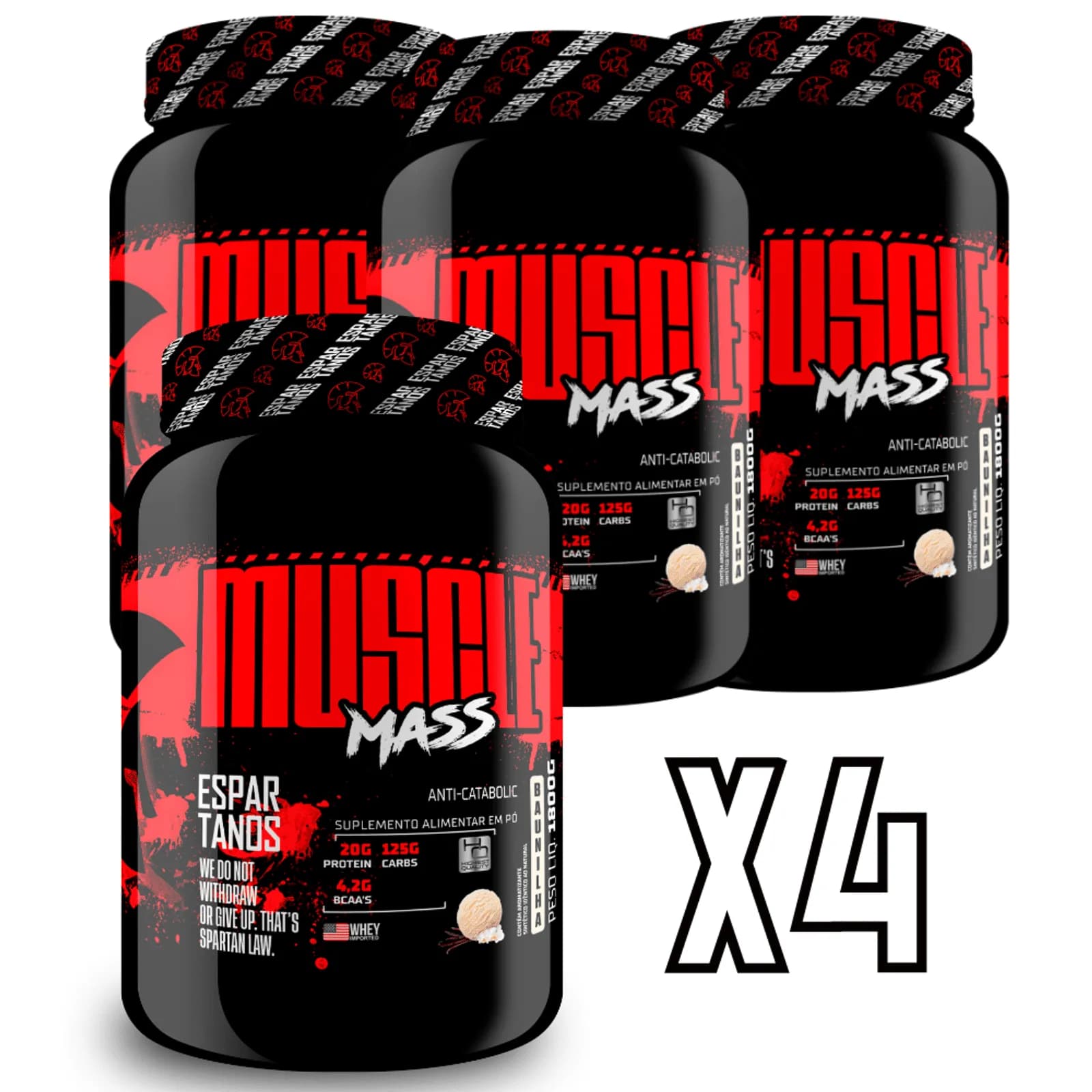 Combo 4x Muscle Mass Hipercalórico - Espartanos