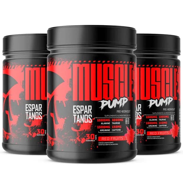 Kit 3x Pré Treino Muscle Pump Pre Workout 300g Espartanos Sabor: Frutas Vermelhas