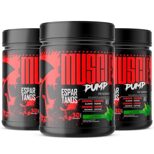 Kit 3x Pré Treino Muscle Pump Pre Workout 300g Espartanos Limão
